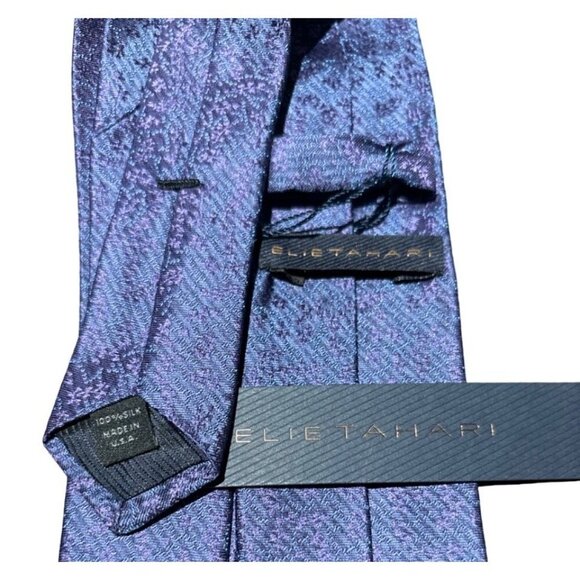 Elie Tahari Mens Purple Textured Silk Tie Made In USA 100% Silk - Picture 3 of 6